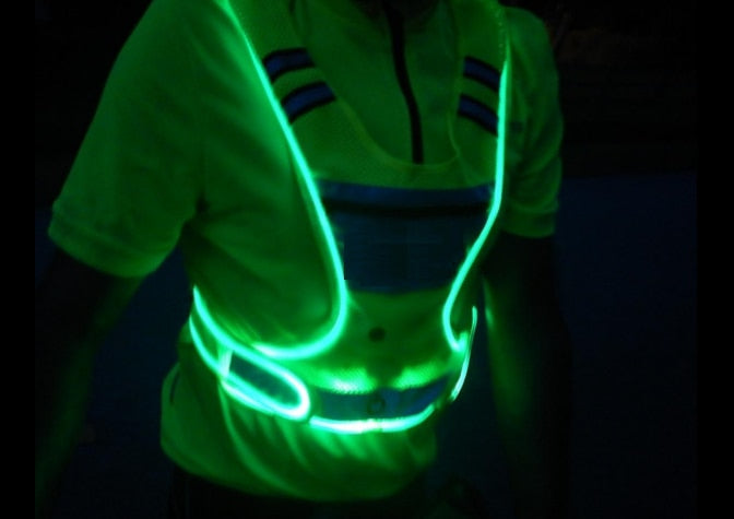 Cycling LED Reflective Vest Running Gear with Pouch USB Charging &amp; Adjustable Waist with 3 LED Glowing Modes Reflective Straps