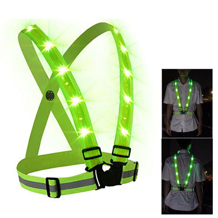 Cycling LED Reflective Vest Running Gear with Pouch USB Charging &amp; Adjustable Waist with 3 LED Glowing Modes Reflective Straps