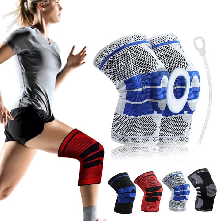 1 Piece Silicone Full Knee Brace Strap Patella Medial Support Strong Meniscus Compression Protection Sport Pads Running Basket