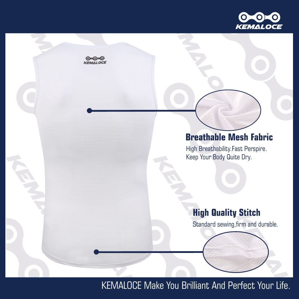 KEMALOCE Breathable Men Cycling Base Layer White 2022 Cool Cycle Sleevess Vest Quick Dry Road Summer MTB Vest Bike Undershirt