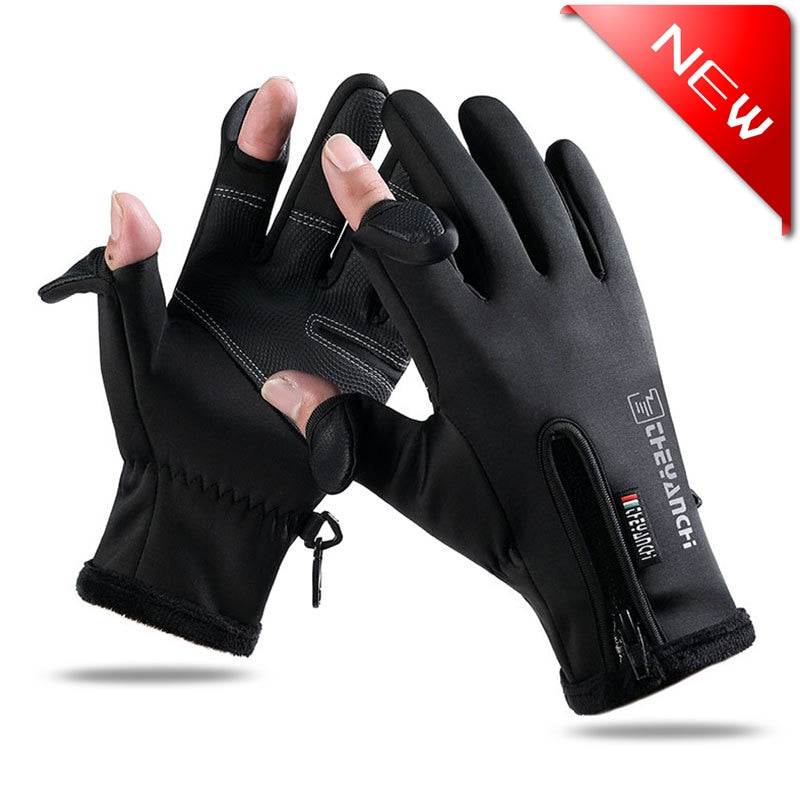 Cold-proof Ski Gloves Winter Men Women Gloves Outdoors Sports Non-slip Windproof Touch Screen Fluff Warm Fishing Cycling Gloves