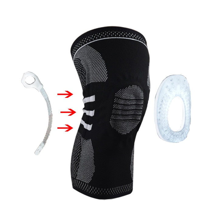 1 Piece Silicone Full Knee Brace Strap Patella Medial Support Strong Meniscus Compression Protection Sport Pads Running Basket