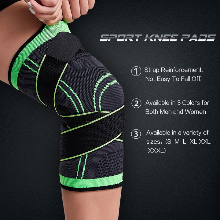 WorthWhile 1PC Sports Kneepad Men Pressurized Elastic Knee Pads Support Fitness Gear Basketball Volleyball Brace Protector