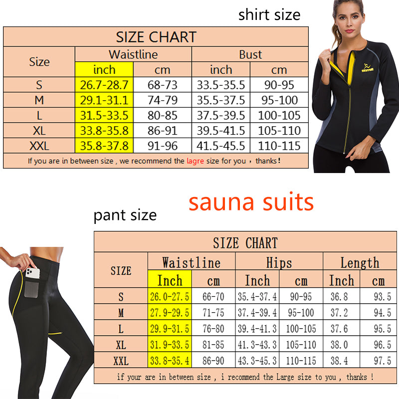 Women Sauna Slimming Pants + Top Neoprene Sweat Thermal Suits , Waist Trainer Belt Bodysuit