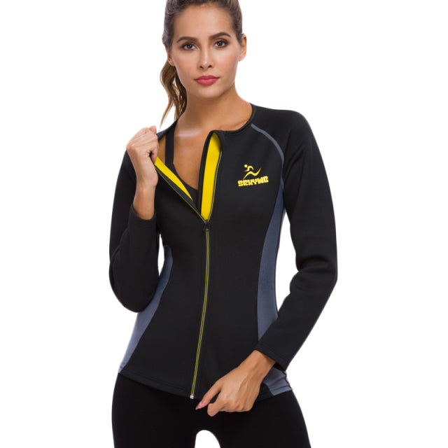 Women Sauna Slimming Pants + Top Neoprene Sweat Thermal Suits , Waist Trainer Belt Bodysuit